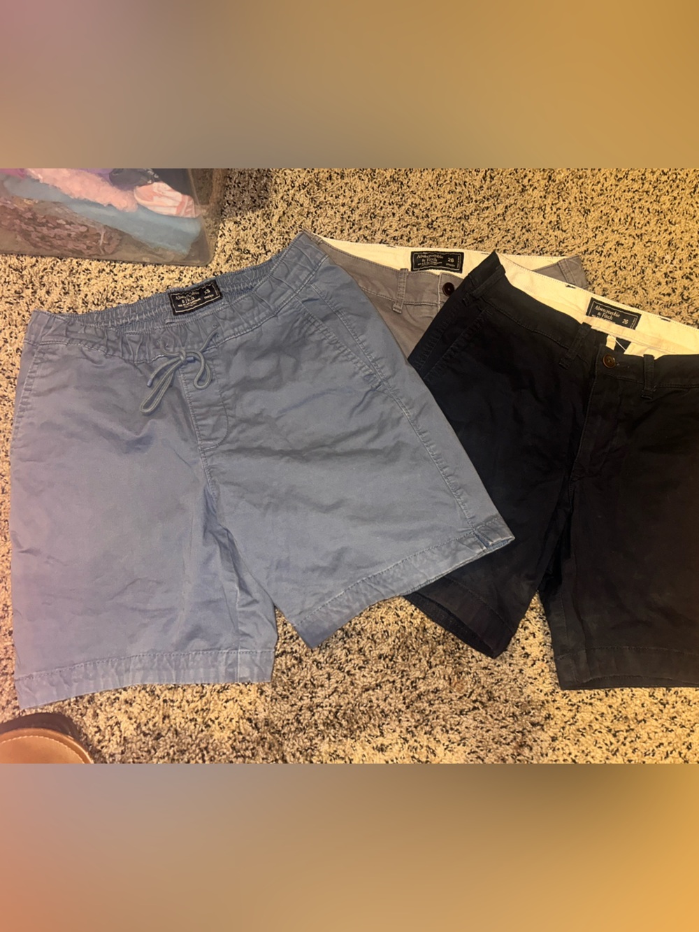 3 pair Abercrombie & Fitch men's 7" short 26” XS stretch waist.